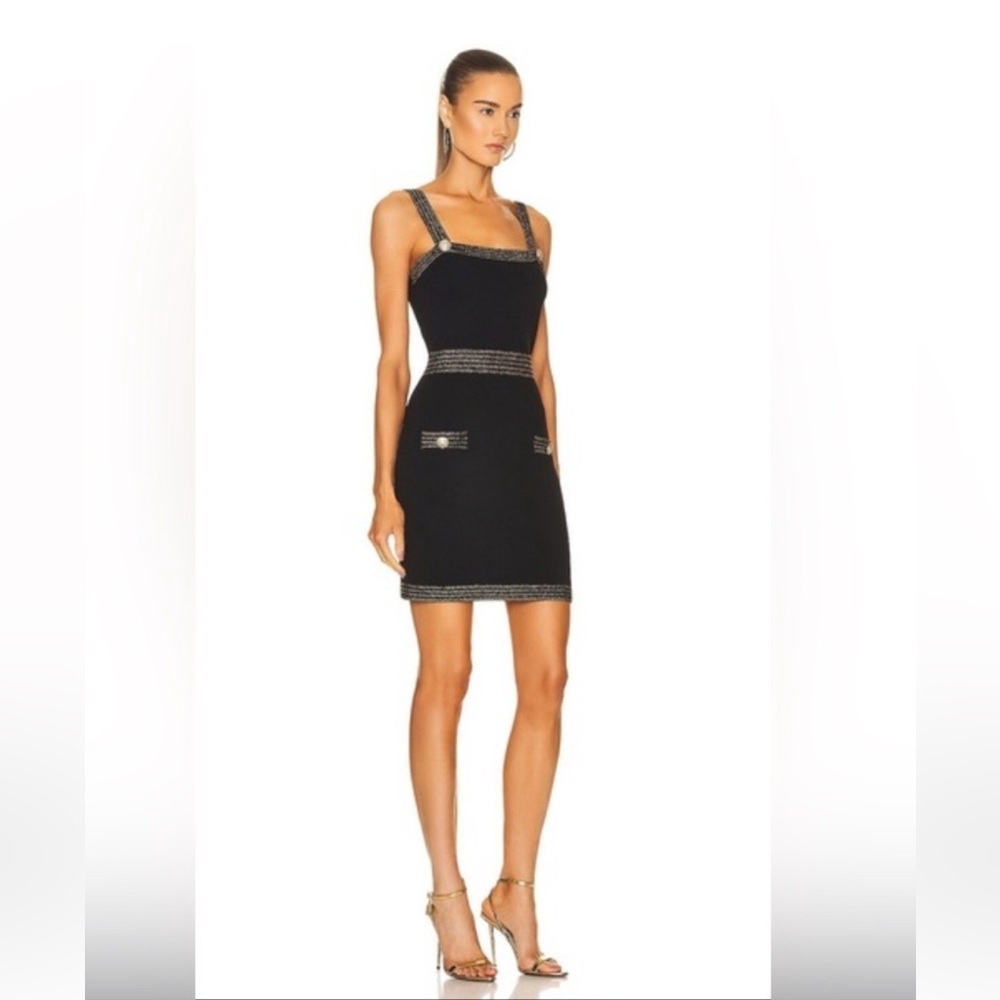 L'agence Aiden Women's Black Gold Sleeveless Knit Mini Dress Revolve Small S